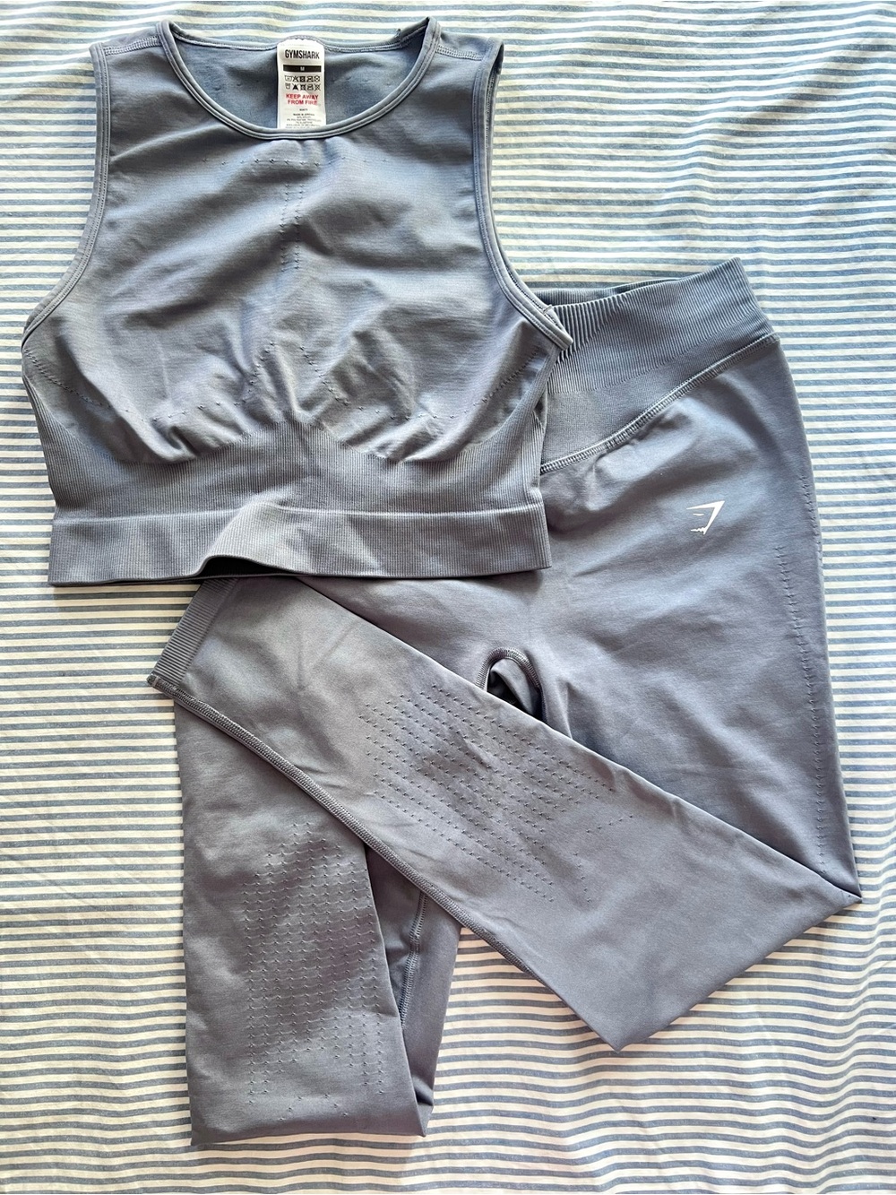 Gymshark Sweat Seamless Sports Top & Leggings Set, Evening Blue color M